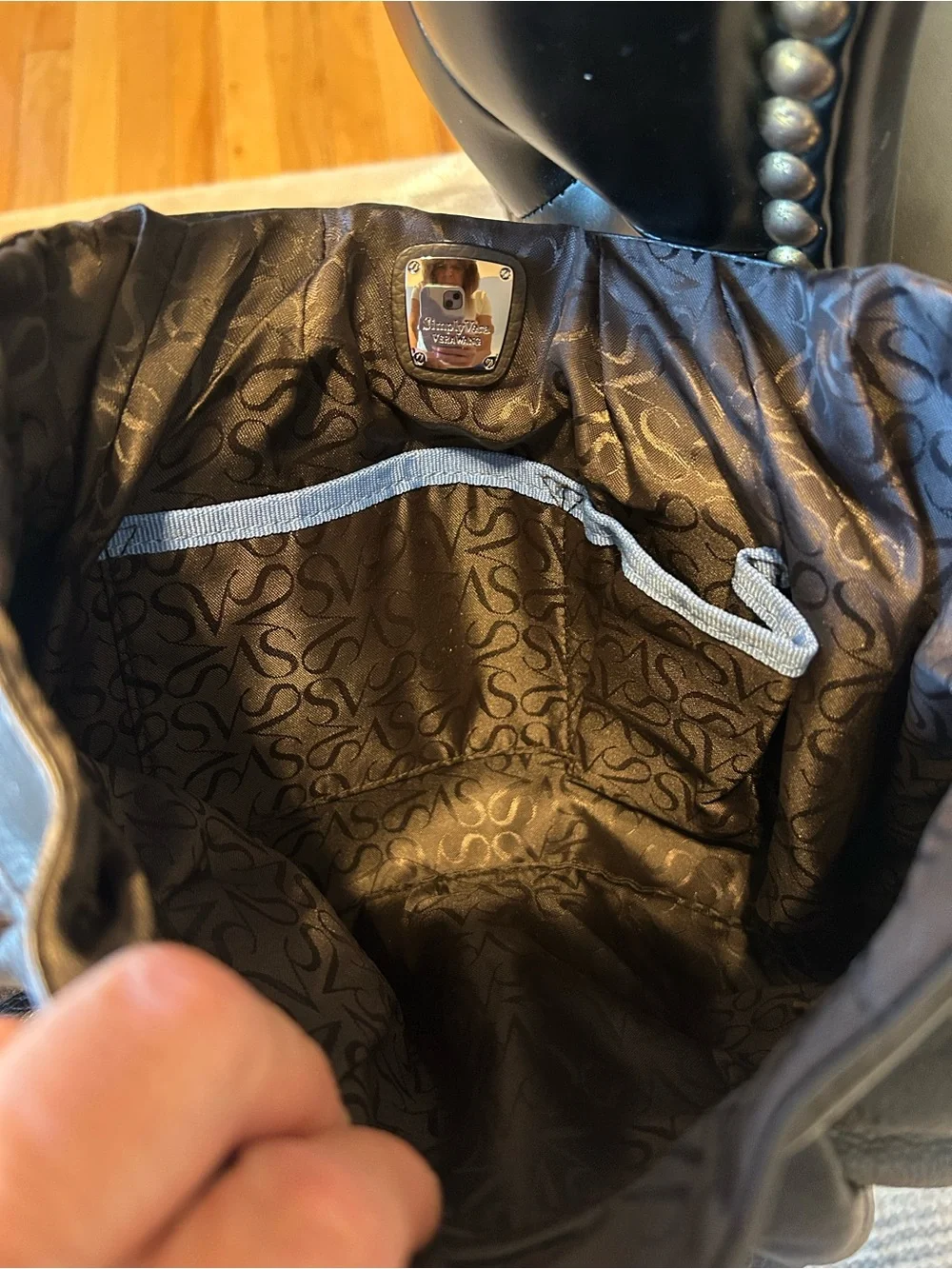 Simply Vera Vera Wang Black Slouchy Hobo Shoulder Bag with Brown Strap